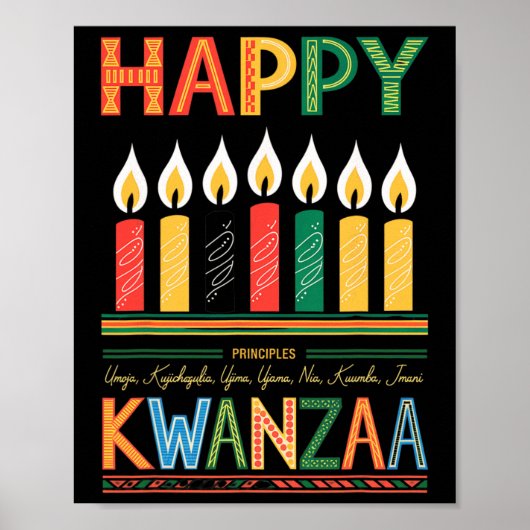 Happy Kwanzaa Zeven Principes van Kwanzaa Mannen V Poster (Voorkant)