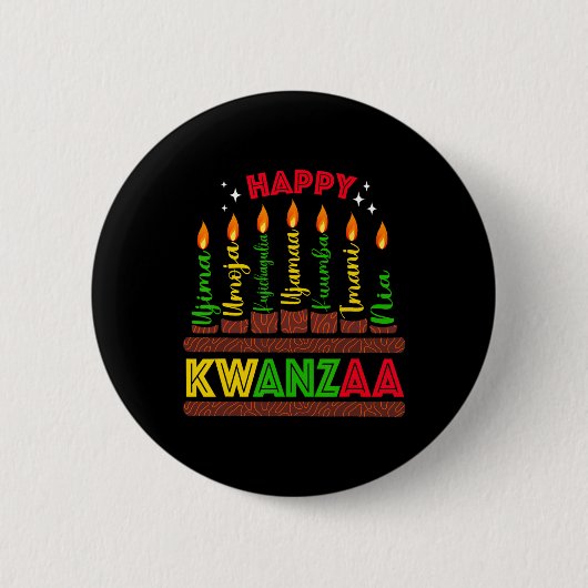 Happy Kwanzaa Zeven Principes van Kwanzaa Mannen V Ronde Button 5,7 Cm (Voorkant)
