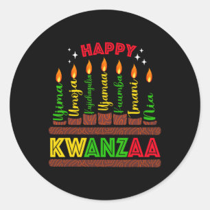 Happy Kwanzaa Zeven Principes van Kwanzaa Mannen V Ronde Sticker