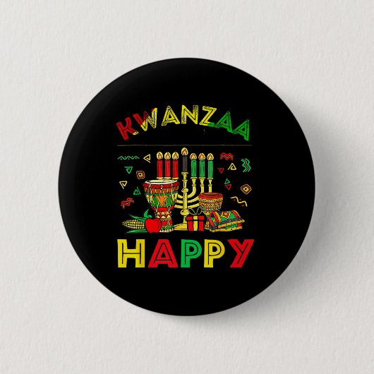 Happy Kwanzaa Zeven principes van Kwanzaa Vrouwen  Ronde Button 5,7 Cm (Voorkant)