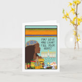 Happy Kwanzukkah Menorah Symbols en Gifts Kaart (Gele Bloem)