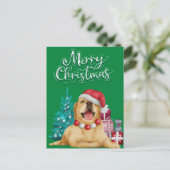 Happy Lab Retriever Green Holiday Briefkaart (Staand voorkant)