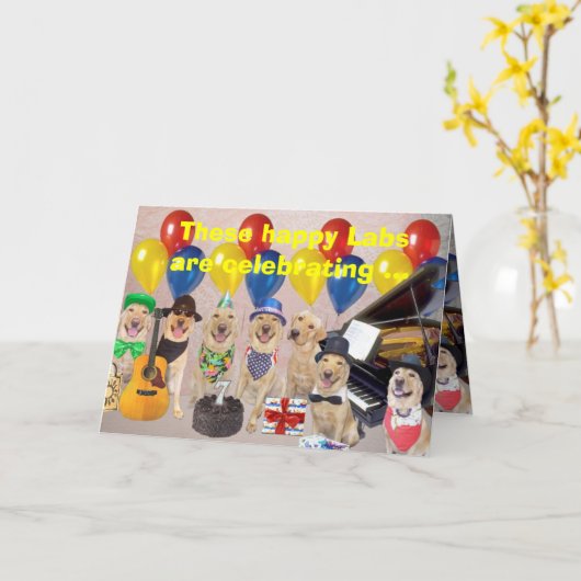 Happy Lab Verjaardag Kaart (Gele Bloem)