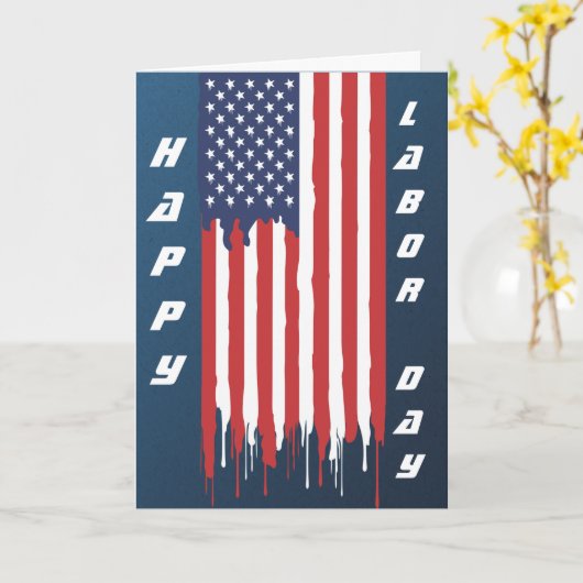 Happy Labor Day Amerikaanse vlag graffiti Kaart (Gele Bloem)