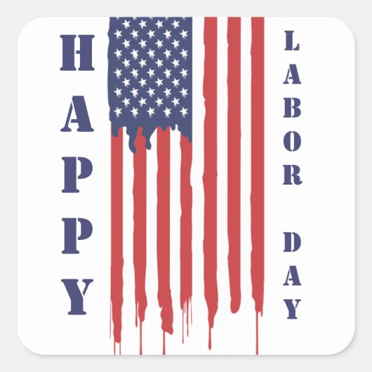 Happy Labor Day Amerikaanse vlag graffiti Vierkante Sticker (Voorkant)