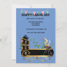 Happy Labor Day BBQ uitnodiging (bewerkbaar)
