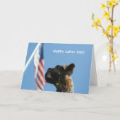 Happy Labor Day Boxer puppy wenskaart Kaart (Gele Bloem)