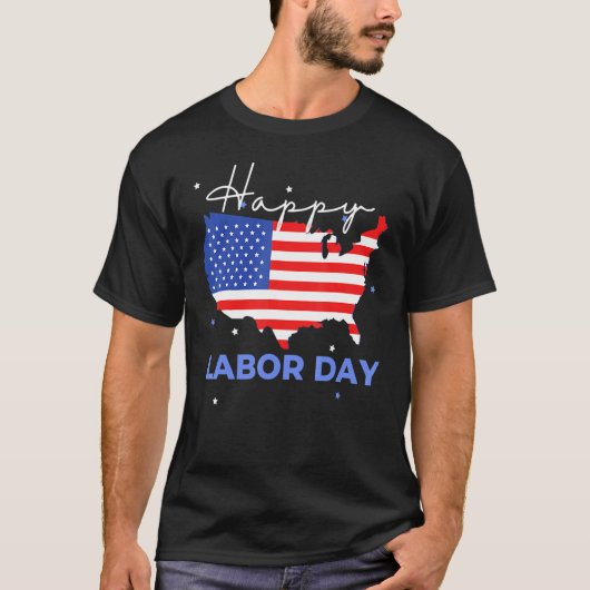 Happy Labor Day Cool US Flag T-shirt (Voorkant)