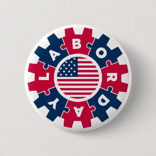 Happy Labor Day Fun Ronde Button 5,7 Cm