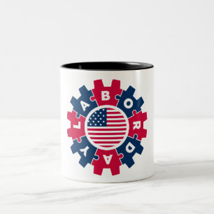 Happy Labor Day Fun Tweekleurige Koffiemok