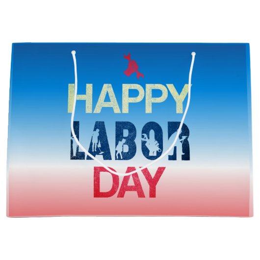 Happy Labor Day in rood wit blauw Groot Cadeauzakje (Voorkant)