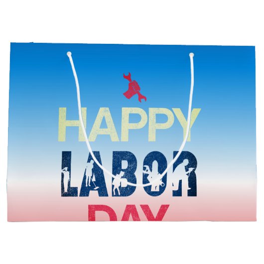 Happy Labor Day in rood wit blauw Groot Cadeauzakje (Achterkant)
