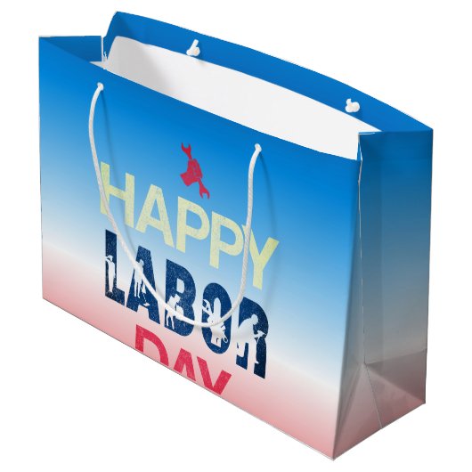 Happy Labor Day in rood wit blauw Groot Cadeauzakje (Achterkant Gekanteld)