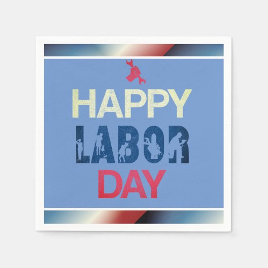 Happy Labor Day in rood wit blauw Servet (Voorkant)