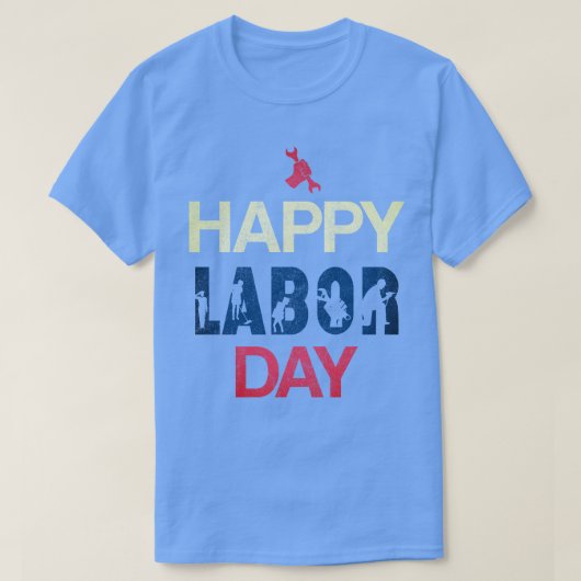 Happy Labor Day in rood wit blauw T-shirt (Design voorkant)
