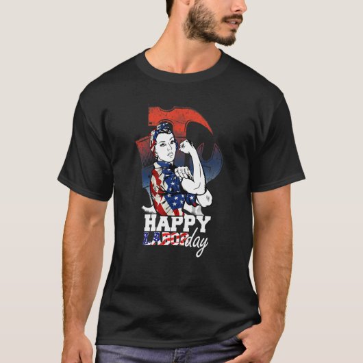 Happy Labor Day Labour Day Usa Flag T-shirt (Voorkant)