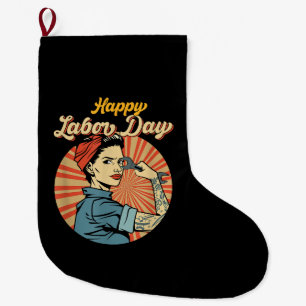 Happy Labor Day Meisje Sterke arbeidersbeweging We Grote Kerstsok