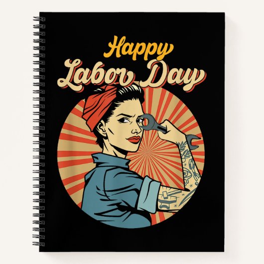 Happy Labor Day Meisje Sterke arbeidersbeweging We Notitieboek (Voorkant)
