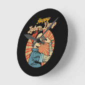 Happy Labor Day Meisje Sterke arbeidersbeweging We Ronde Klok (Hoek)