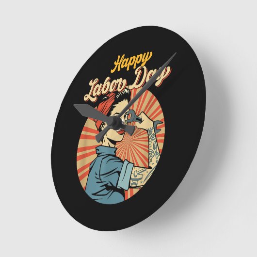 Happy Labor Day Meisje Sterke arbeidersbeweging We Ronde Klok (Hoek)