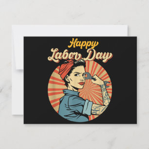 Happy Labor Day Meisje Sterke arbeidersbeweging We Save The Date