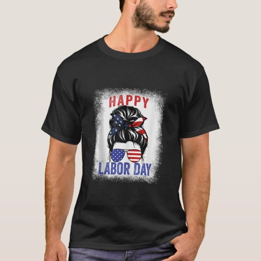 Happy Labor Day Messy Bun USA Flag for Women Tank (Voorkant)