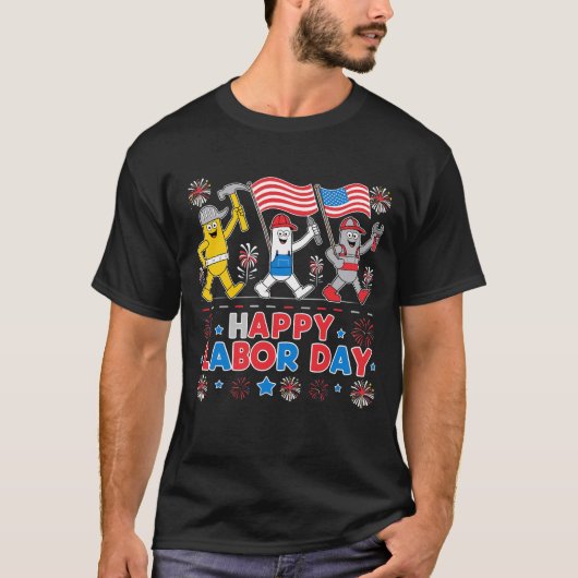 Happy Labor Day Patriotic Edition voor mannen, vro T-shirt (Voorkant)