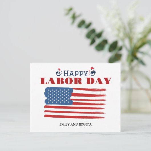 Happy Labor Day patriottische Amerikaanse vlag Briefkaart (Staand voorkant)