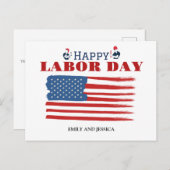 Happy Labor Day patriottische Amerikaanse vlag Briefkaart (Voorkant / Achterkant)