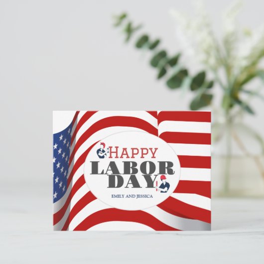Happy Labor Day patriottische Amerikaanse vlag Briefkaart (Staand voorkant)