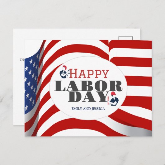 Happy Labor Day patriottische Amerikaanse vlag Briefkaart (Voorkant / Achterkant)