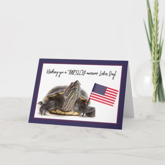 Happy Labor Day Patriottische Schildpad met vlag H Feestdagen Kaart (Voorkant)