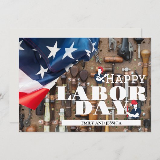 Happy Labor Day patriottische Verenigde Staten vla Bedankkaart (Voorkant / Achterkant)