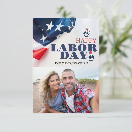 Happy Labor Day patriottische Verenigde Staten vla Bedankkaart (Staand voorkant)