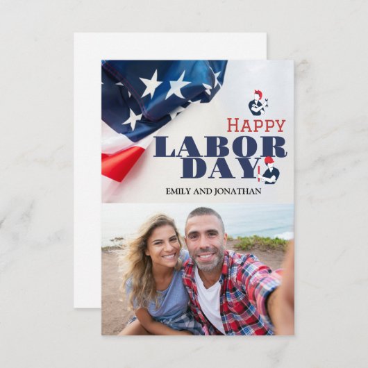 Happy Labor Day patriottische Verenigde Staten vla Bedankkaart (Voorkant / Achterkant)