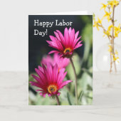 Happy Labor Day Pink Daisy wenskaart Kaart (Gele Bloem)