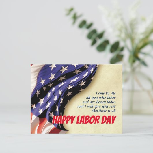 HAPPY LABOR DAY Scripting USA Flag Gepersonaliseer Feestdagenkaart (Staand voorkant)