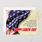 HAPPY LABOR DAY Scripting USA Flag Gepersonaliseer Feestdagenkaart (Voorkant / Achterkant)