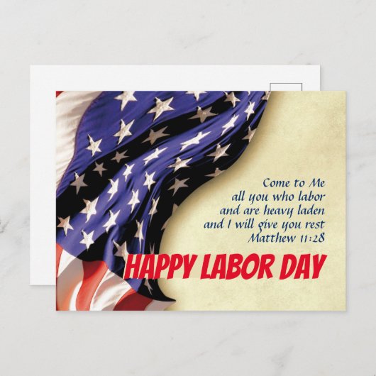 HAPPY LABOR DAY Scripting USA Flag Gepersonaliseer Feestdagenkaart (Voorkant / Achterkant)