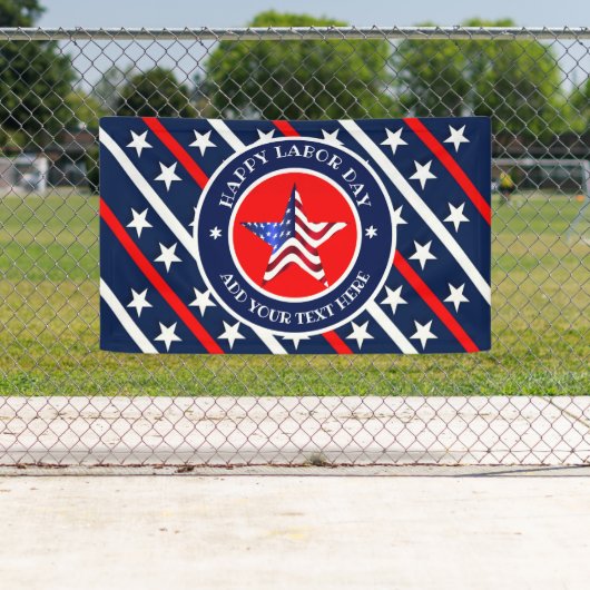Happy Labor Day Stars and Stripes Amerika vlag Spandoek (Insitu)