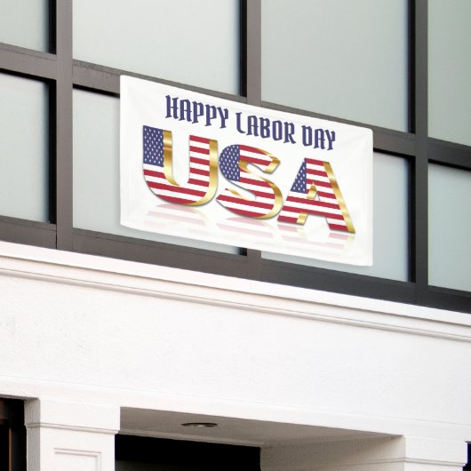 Happy Labor Day USA Typografie Spandoek (Buitenkant Gebouw)