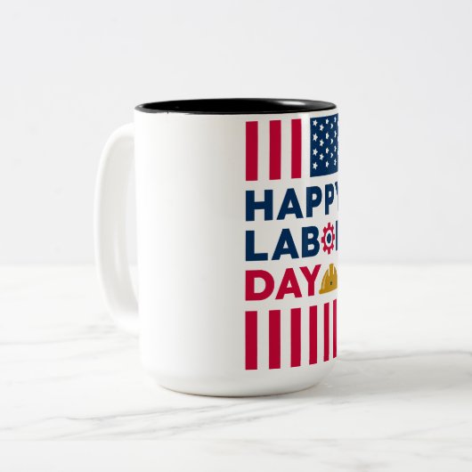 Happy Labor Day, Verenigde Staten Tweekleurige Koffiemok (Voorkant links)