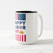 Happy Labor Day, Verenigde Staten Tweekleurige Koffiemok (Voorkant rechts)