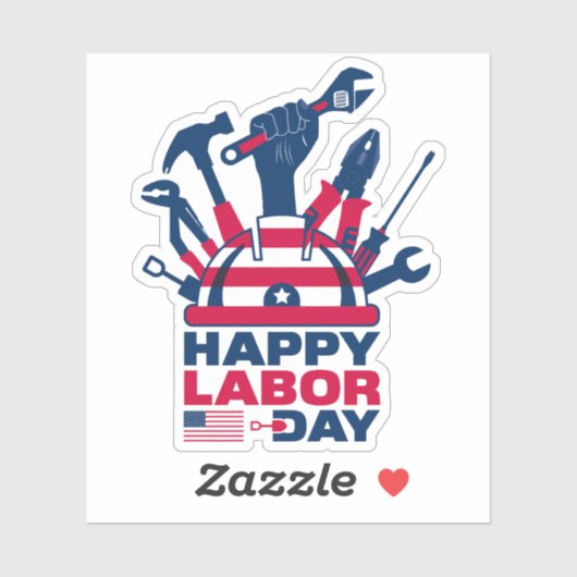 Happy Labor Day, Verenigde Staten Vakantie Sticker (Vel)