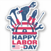 Happy Labor Day, Verenigde Staten Vakantie Sticker (Voorkant)