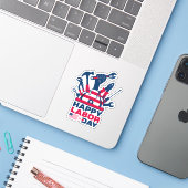 Happy Labor Day, Verenigde Staten Vakantie Sticker (Laptop met iPhone)