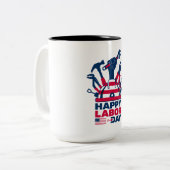 Happy Labor Day, Verenigde Staten Vakantie Tweekleurige Koffiemok (Voorkant links)