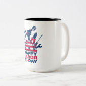 Happy Labor Day, Verenigde Staten Vakantie Tweekleurige Koffiemok (Voorkant rechts)