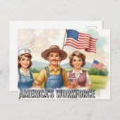 Happy Labor Day  with Flag Postcard Briefkaart (Voorkant / Achterkant)