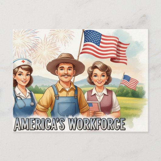 Happy Labor Day  with Flag Postcard Briefkaart (Voorkant)